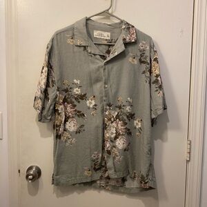 Linen blend button down